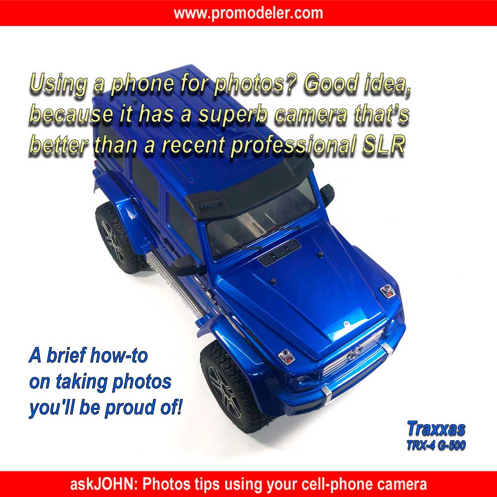Photo of a blue Traxxas TRX-4 Mercedes G-500 for a how-to on taking better cell-phone photos