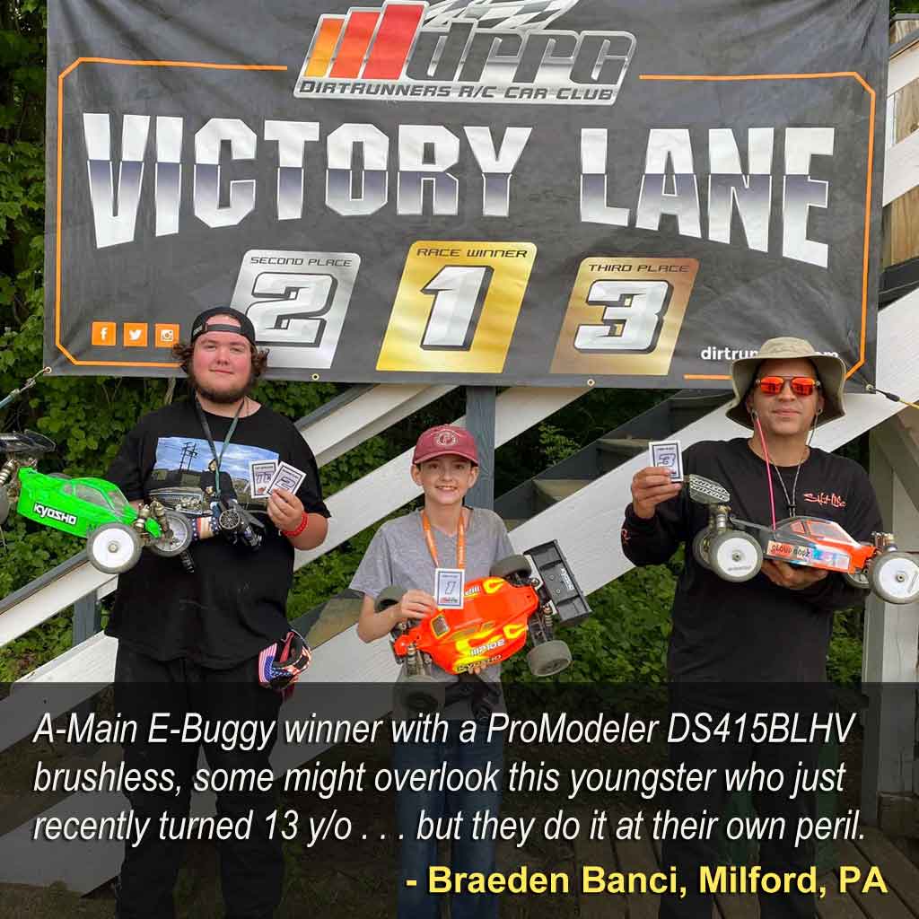 The elements of sportsmanship on full display when a young man climbs the ranks of local racers with his toy model truck and stands at the podium having earned 1st place - an important distinction in a world of participation trophies and computer games.